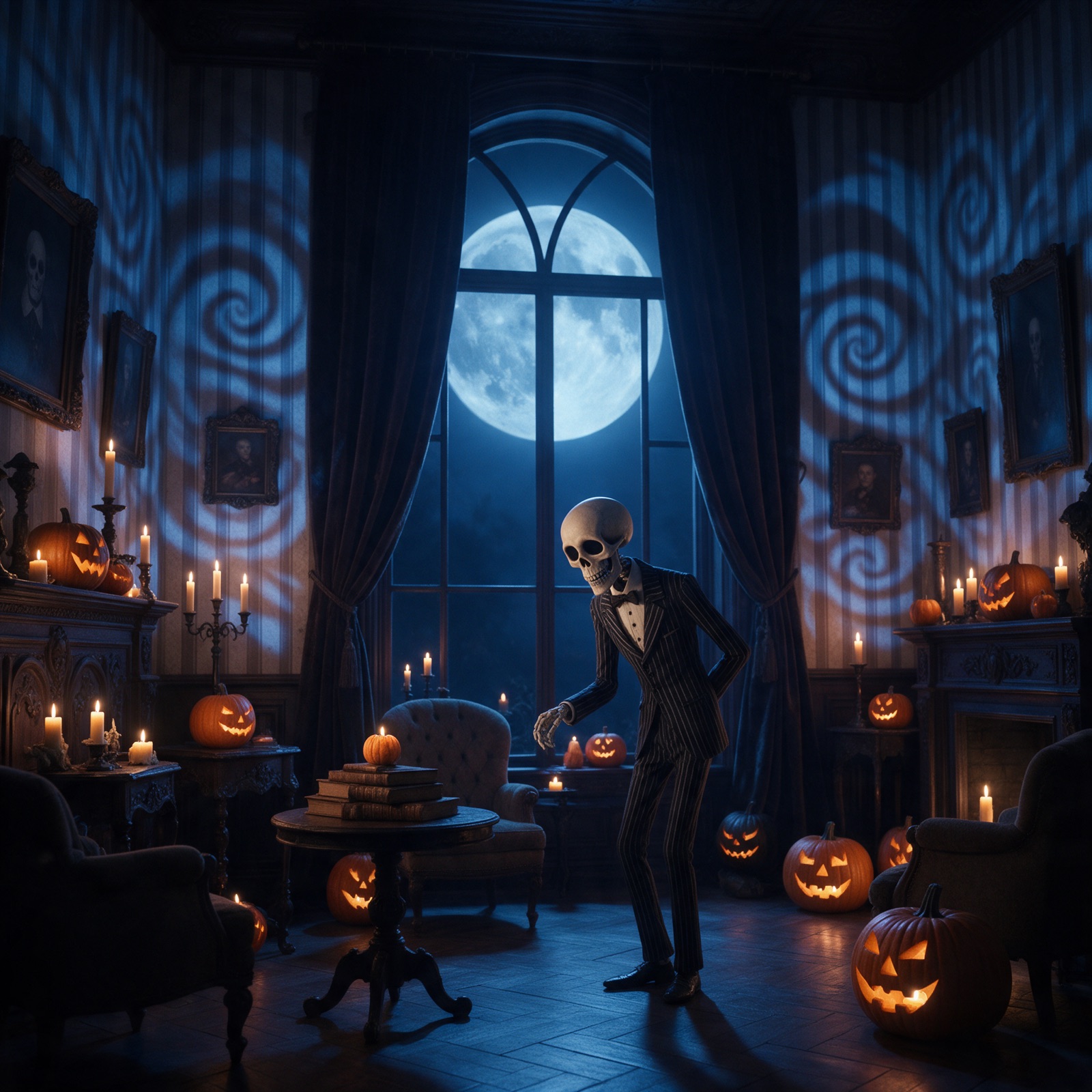 Sala Jack: el anfitrión esqueleto bajo la luna